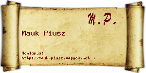 Mauk Piusz névjegykártya